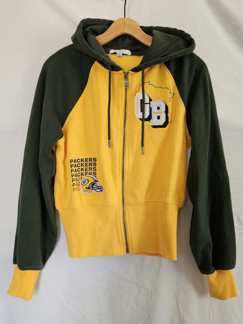 Green Bay Packers Wear Cropped Hoodie Womens Small Full Zip Colorblock Sports